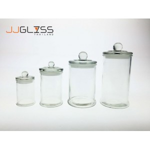 Jar D Glass Cover - โหลแก้ว เนื้อใส พร้อมฝาแก้วสูญญากาศ แบบมีจุกจับ